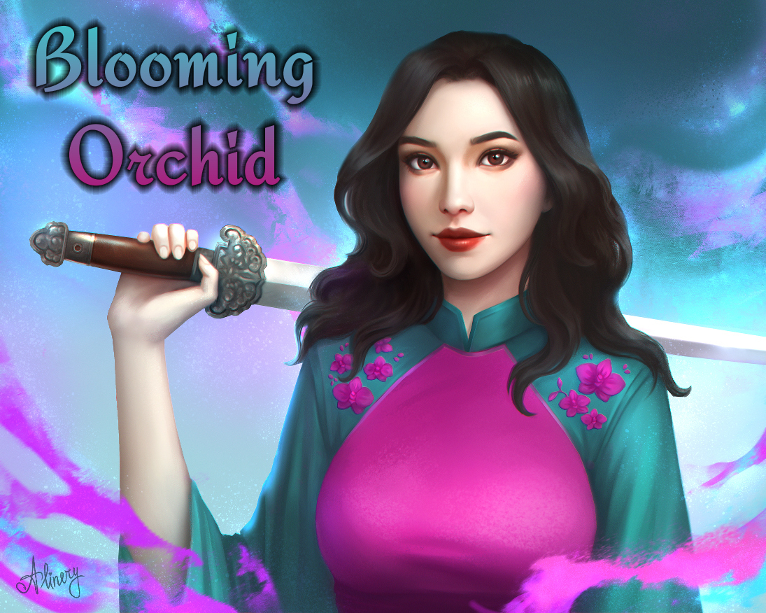 Blooming Orchid Captioned